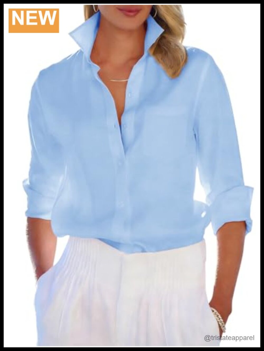 Long Sleeve Button Down Shirt Women Wrinkle Free Collared Work Blouse